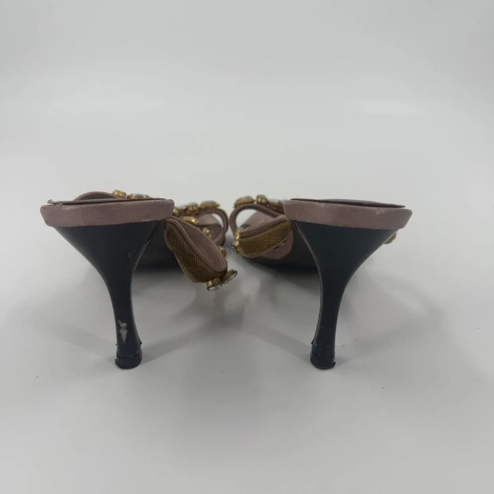 Tandy Stiletto Heel Sandals Womens Size 15 Bronze Embellished Open Toe Partywear